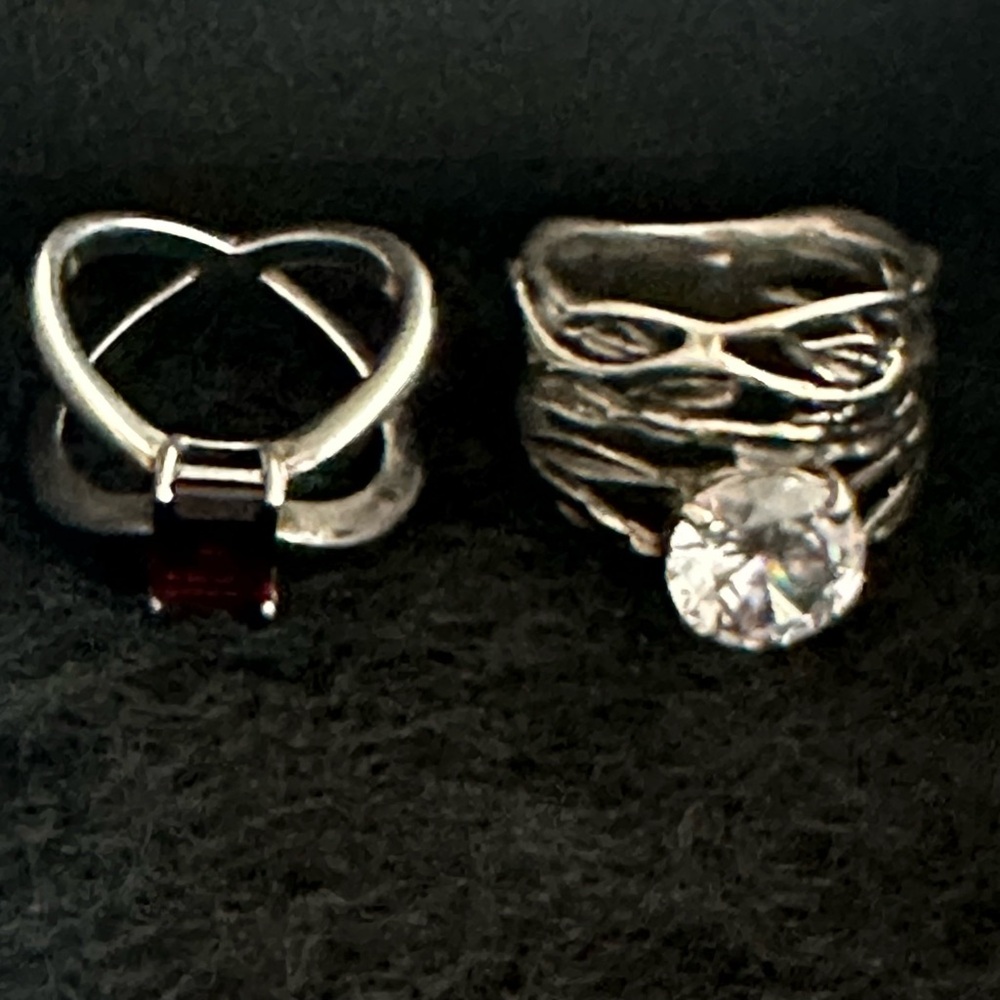 Sterling Silver Stackable Rings Set With Red And … - image 1